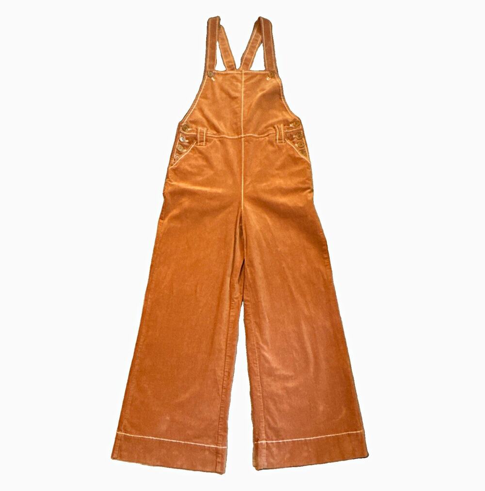 Chelsea & Violet Brown Corduroy Wide Leg Overalls Size Large Boho Y2K